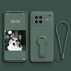 Ultra-thin Silicone Gel Soft Case Cover with Stand for Vivo X Note Midnight Green