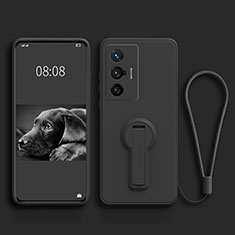 Ultra-thin Silicone Gel Soft Case Cover with Stand for Vivo X70t Black