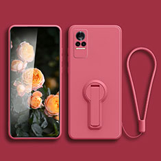 Ultra-thin Silicone Gel Soft Case Cover with Stand for Xiaomi Civi 1S 5G Hot Pink