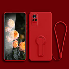 Ultra-thin Silicone Gel Soft Case Cover with Stand for Xiaomi Civi 1S 5G Red