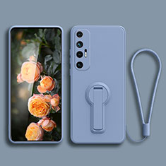 Ultra-thin Silicone Gel Soft Case Cover with Stand for Xiaomi Mi 10S 5G Lavender Gray