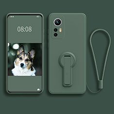 Ultra-thin Silicone Gel Soft Case Cover with Stand for Xiaomi Mi 12 Pro 5G Green
