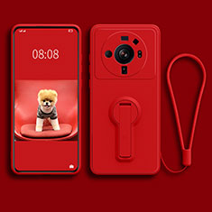 Ultra-thin Silicone Gel Soft Case Cover with Stand for Xiaomi Mi 12S Ultra 5G Red