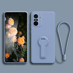 Ultra-thin Silicone Gel Soft Case Cover with Stand for Xiaomi Redmi K40 5G Lavender Gray