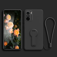 Ultra-thin Silicone Gel Soft Case Cover with Stand for Xiaomi Redmi K40 Pro 5G Black