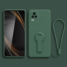 Ultra-thin Silicone Gel Soft Case Cover with Stand for Xiaomi Redmi K50 5G Midnight Green