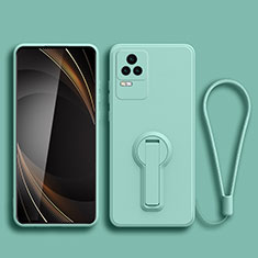 Ultra-thin Silicone Gel Soft Case Cover with Stand for Xiaomi Redmi K50 Pro 5G Cyan