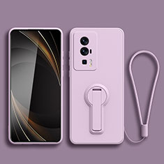 Ultra-thin Silicone Gel Soft Case Cover with Stand for Xiaomi Redmi K60 5G Clove Purple