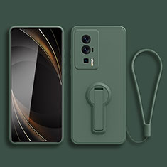 Ultra-thin Silicone Gel Soft Case Cover with Stand for Xiaomi Redmi K60 Pro 5G Midnight Green