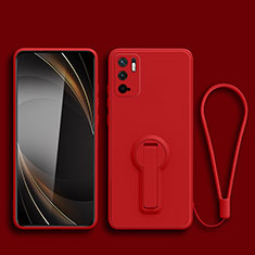 Ultra-thin Silicone Gel Soft Case Cover with Stand for Xiaomi Redmi Note 10 5G Red