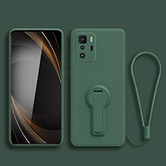 Ultra-thin Silicone Gel Soft Case Cover with Stand for Xiaomi Redmi Note 10 Pro 5G Midnight Green