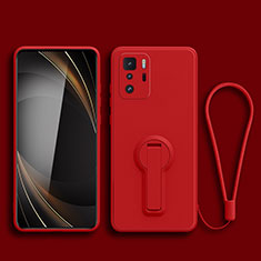 Ultra-thin Silicone Gel Soft Case Cover with Stand for Xiaomi Redmi Note 10 Pro 5G Red