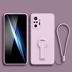 Ultra-thin Silicone Gel Soft Case Cover with Stand for Xiaomi Redmi Note 10S 4G Clove Purple