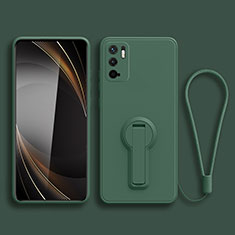 Ultra-thin Silicone Gel Soft Case Cover with Stand for Xiaomi Redmi Note 10T 5G Midnight Green