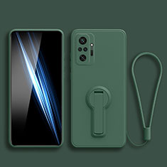 Ultra-thin Silicone Gel Soft Case Cover with Stand for Xiaomi Redmi Note 11 SE India 4G Midnight Green