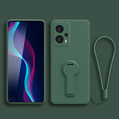 Ultra-thin Silicone Gel Soft Case Cover with Stand for Xiaomi Redmi Note 11T Pro 5G Midnight Green