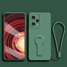 Ultra-thin Silicone Gel Soft Case Cover with Stand for Xiaomi Redmi Note 12 Explorer Midnight Green