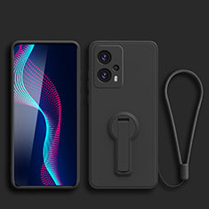 Ultra-thin Silicone Gel Soft Case Cover with Stand for Xiaomi Redmi Note 12T Pro 5G Black