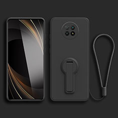 Ultra-thin Silicone Gel Soft Case Cover with Stand for Xiaomi Redmi Note 9 5G Black