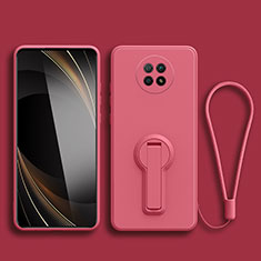 Ultra-thin Silicone Gel Soft Case Cover with Stand for Xiaomi Redmi Note 9T 5G Hot Pink