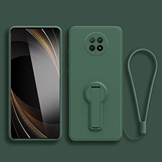 Ultra-thin Silicone Gel Soft Case Cover with Stand for Xiaomi Redmi Note 9T 5G Midnight Green