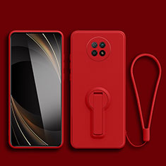 Ultra-thin Silicone Gel Soft Case Cover with Stand for Xiaomi Redmi Note 9T 5G Red