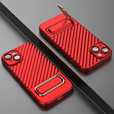 Ultra-thin Silicone Gel Soft Case Cover with Stand KC1 for Apple iPhone 15 Red