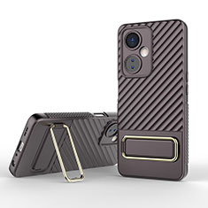 Ultra-thin Silicone Gel Soft Case Cover with Stand KC1 for OnePlus Nord CE 3 5G Brown