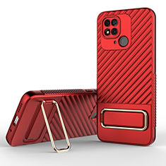 Ultra-thin Silicone Gel Soft Case Cover with Stand KC1 for Xiaomi Redmi 10 India Red