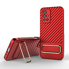 Ultra-thin Silicone Gel Soft Case Cover with Stand KC1 for Xiaomi Redmi 10 Prime Red