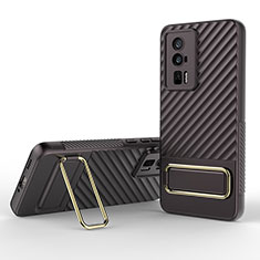 Ultra-thin Silicone Gel Soft Case Cover with Stand KC1 for Xiaomi Redmi K60 5G Brown