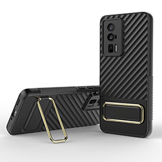 Ultra-thin Silicone Gel Soft Case Cover with Stand KC1 for Xiaomi Redmi K60 Pro 5G Black