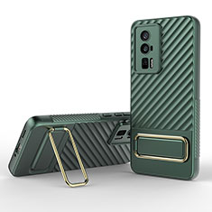 Ultra-thin Silicone Gel Soft Case Cover with Stand KC1 for Xiaomi Redmi K60 Pro 5G Green