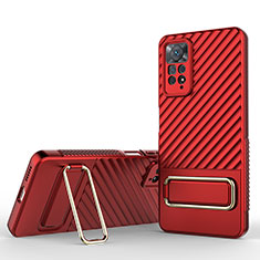 Ultra-thin Silicone Gel Soft Case Cover with Stand KC1 for Xiaomi Redmi Note 11 Pro 4G Red
