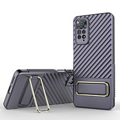 Ultra-thin Silicone Gel Soft Case Cover with Stand KC1 for Xiaomi Redmi Note 11 Pro 5G Clove Purple