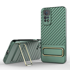 Ultra-thin Silicone Gel Soft Case Cover with Stand KC1 for Xiaomi Redmi Note 11S 4G Green