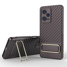 Ultra-thin Silicone Gel Soft Case Cover with Stand KC1 for Xiaomi Redmi Note 12 Pro 5G Brown