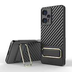 Ultra-thin Silicone Gel Soft Case Cover with Stand KC1 for Xiaomi Redmi Note 12 Turbo 5G Black