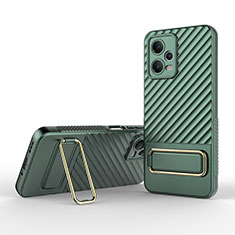 Ultra-thin Silicone Gel Soft Case Cover with Stand KC2 for Xiaomi Redmi Note 12 5G Green