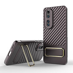 Ultra-thin Silicone Gel Soft Case Cover with Stand KC3 for Huawei Honor 80 Pro 5G Brown