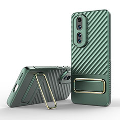 Ultra-thin Silicone Gel Soft Case Cover with Stand KC3 for Huawei Honor 80 Pro 5G Green