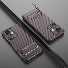 Ultra-thin Silicone Gel Soft Case Cover with Stand KC3 for Oppo K11x 5G Brown