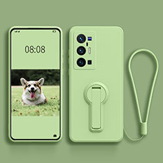 Ultra-thin Silicone Gel Soft Case Cover with Stand S01 for Vivo X70 Pro+ Plus 5G Midnight Green