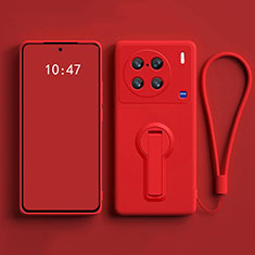 Ultra-thin Silicone Gel Soft Case Cover with Stand S01 for Vivo X90 Pro 5G Red