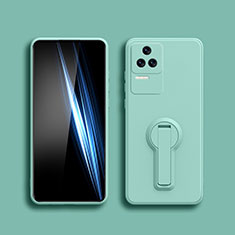 Ultra-thin Silicone Gel Soft Case Cover with Stand S01 for Xiaomi Redmi K50 5G Cyan