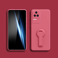 Ultra-thin Silicone Gel Soft Case Cover with Stand S01 for Xiaomi Redmi K50 Pro 5G Hot Pink