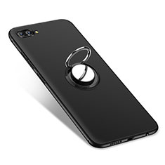 Ultra-thin Silicone Gel Soft Case with Finger Ring Stand A01 for Huawei Honor View 10 Black