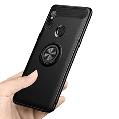 Ultra-thin Silicone Gel Soft Case with Finger Ring Stand A02 for Xiaomi Redmi Note 5 Pro Black