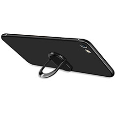 Ultra-thin Silicone Gel Soft Case with Finger Ring Stand A03 for Apple iPhone 6 Black