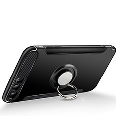 Ultra-thin Silicone Gel Soft Case with Finger Ring Stand for Huawei Honor 9 Premium Black